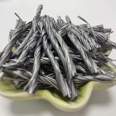 วัสดุโพลิเมอร์สีเทา Twist Bunchy PP Fiber For Industrial Floor