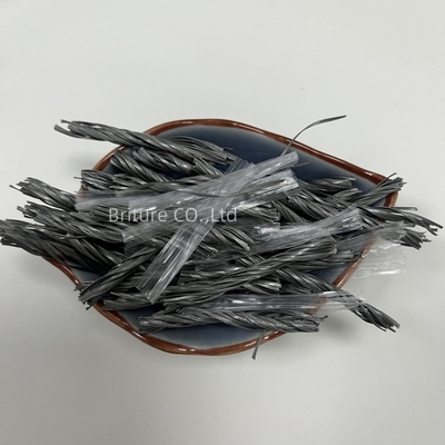 พื้นอุตสาหกรรมใช้พอลิโพรพีเลนสีเทา สายใยแมคโร PP สายใย Twist สําหรับการเสริมคอนกรีตในงานก่อสร้าง