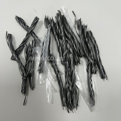 พื้นอุตสาหกรรมใช้พอลิโพรพีเลนสีเทา สายใยแมคโร PP สายใย Twist สําหรับการเสริมคอนกรีตในงานก่อสร้าง