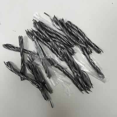 พื้นอุตสาหกรรมใช้พอลิโพรพีเลนสีเทา สายใยแมคโร PP สายใย Twist สําหรับการเสริมคอนกรีตในงานก่อสร้าง